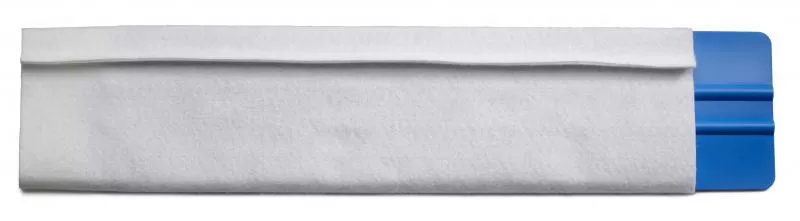 12 inch felt sleeve being pulled away from a blue plastic squeegee from Lidco Products